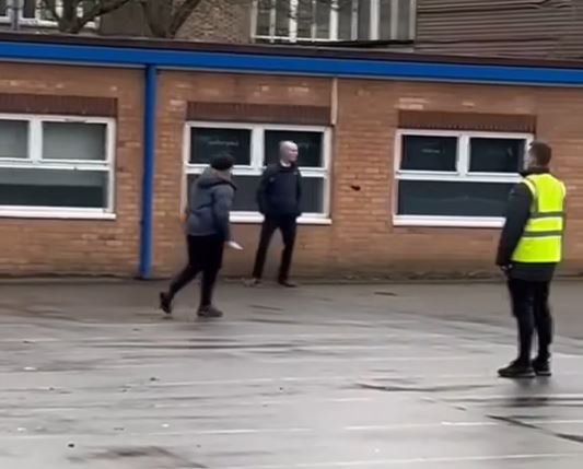 A 12-year-old boy has been arrested after police were called to a high school after a boy was seen in the grounds carrying a large knife. The incident happened on Monday afternoon at Reddish Vale High in Stockport around the end of the school day. A video has been shared online showing what appears to be a boy holding the large bladed weapon. dqxikeidqkikdinv