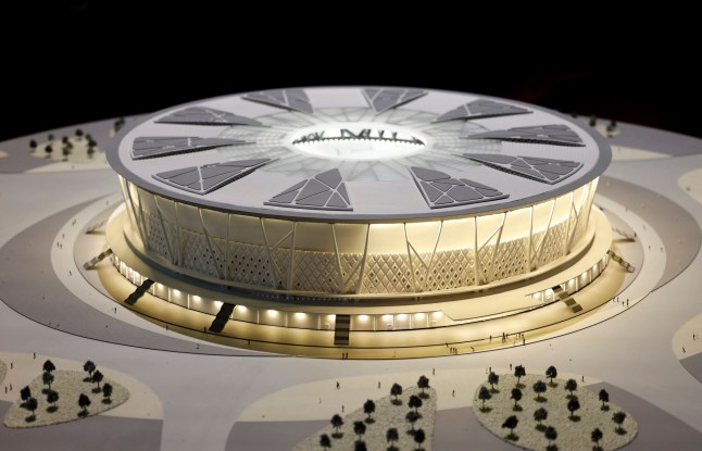 Soccer Football - FIFA expected to confirm Saudi Arabia as 2034 World Cup hosts - Riyadh, Saudi Arabia - December 11, 2024 A stadium model is seen inside the Saudi Arabia World Cup bid exhibition REUTERS/Hamad I Mohammed dqxikeidqkikdinv