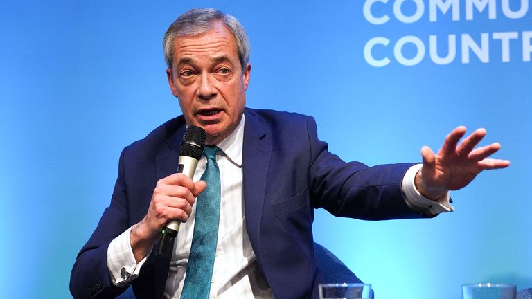 Reform UK leader Nigel Farage speaks during a press conference at 22 Bishopsgate, London. Picture date: Wednesday February 12, 2025. PA Photo. See PA story POLITICS Reform. Photo credit should read: Lucy North/PA Wire dqxikeidqkikdinv