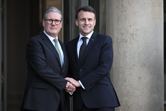 Mandatory Credit: Photo by Blondet Eliot/ABACA/Shutterstock (15155534bh) French President Emmanuel Macron welcomes Prime Minister Keir Starmer, before an informal summit of European leaders to discuss the situation in Ukraine and European security at The Elysee Presidential Palace in Paris, France on February 17, 2025. Meeting On The Situation In Ukraine - Paris, France - 17 Feb 2025 dqxikeidqkikdinv