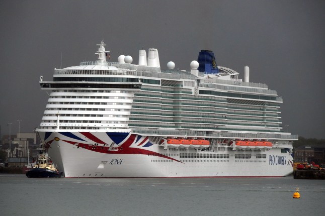 Mandatory Credit: Photo by Martin Dalton/REX/Shutterstock (11906210t) P&O Cruises latest edition to the fleet Iona arrives in Southampton in heavy rain ahead of her naming ceremony today (16-05-21) by the Ships Godmother Dame Irene Hays in a virtual ceremony that will include a live performance from singer Gary Barlow and hosted by DJ and Broadcaster Jo Whiley. Dame Hays founded Hays Travel in 1980 with her husband John who died suddenly in November 2020. P&O’s Iona is the largest cruise ship built for the UK market and can hold 5200 passengers and 1800 crew, she is 344m in length. She also is the first British cruise ship to be powered by Liquefied natural gas (LNG) to be the greenest ship in P&O’s fleet. Her maiden voyage delayed from last year due to Covid-19 sails on August 7th on a seven day cruise to the Island of Iona and other Scottish Isles. P&O Iona arrives in Southampton, Hampshire, Southampton, UK - 16 May 2021 dqxikeidqkikdinv