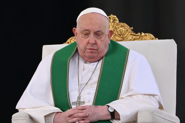 The pope celebrating the mass for the Jubilee of the Armed Forces at St. Peter’s square in the Vatican on February 9